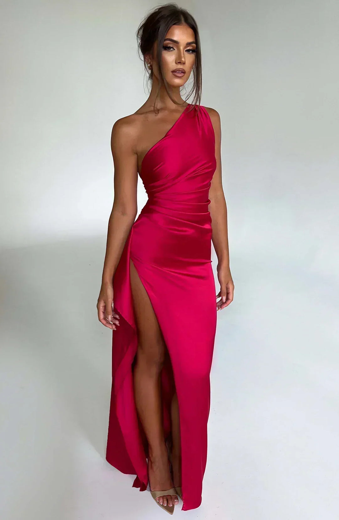 Abito Lungo Donna Asimmetrico con Spacco Elegante - Vesarelli