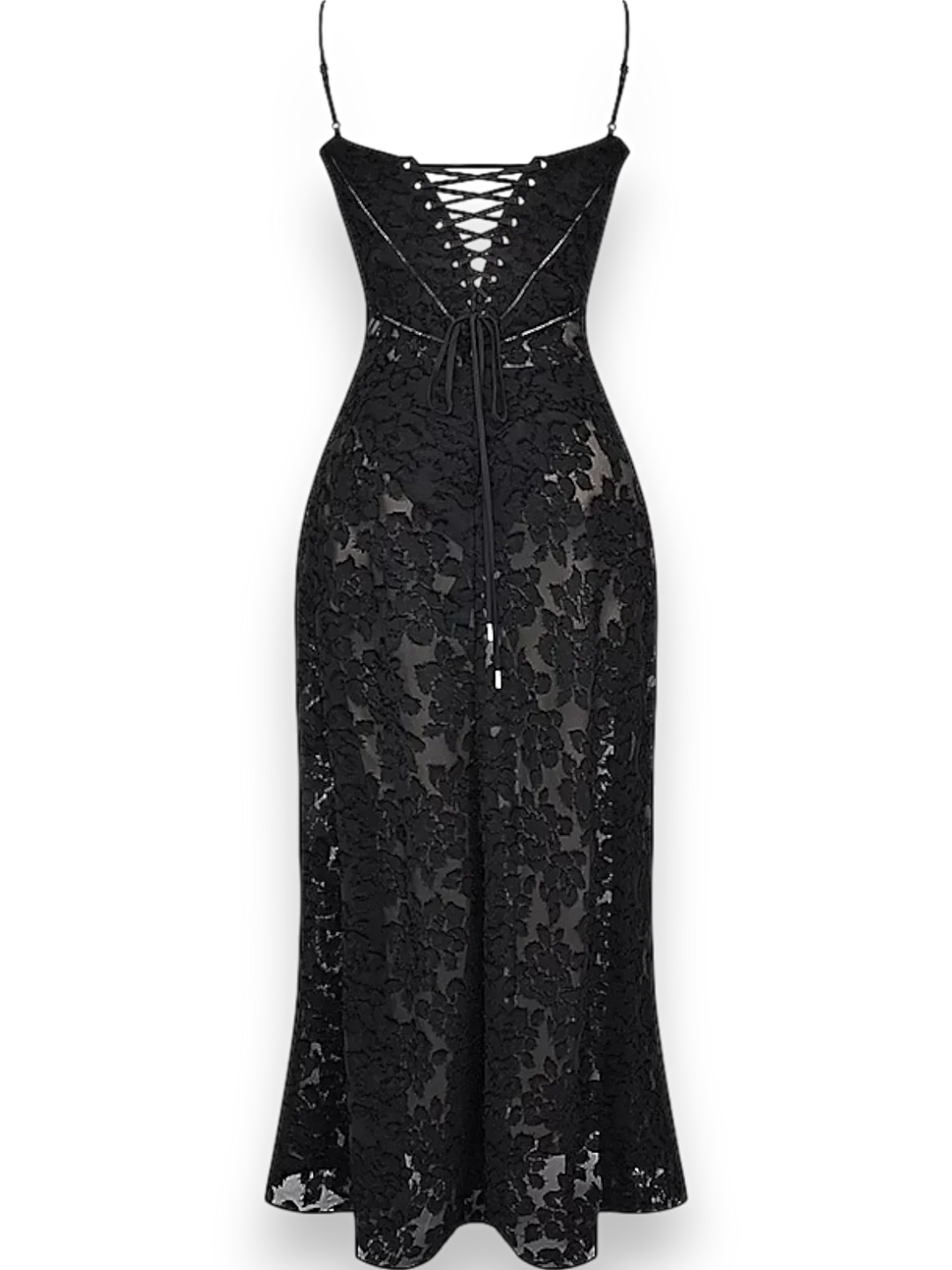 Robe longue en coton, dotée de broderie florale délicate et de bretelles fines pour une silhouette élégante.