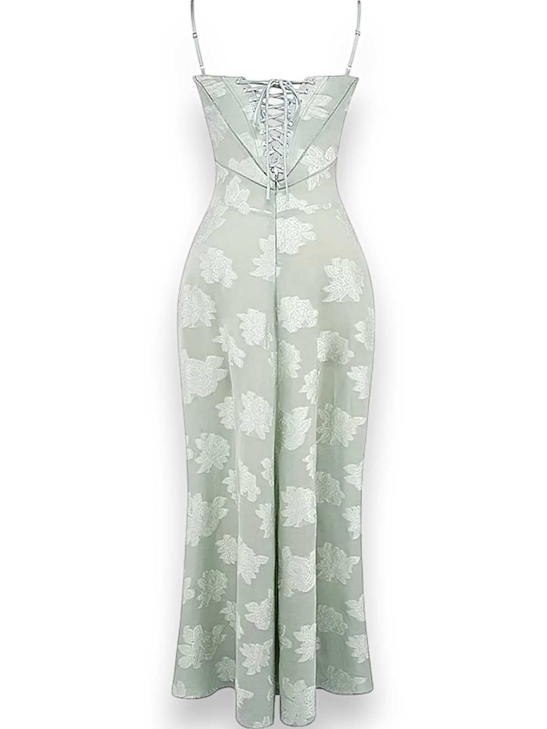 Robe longue en coton, ornée de broderies florales, avec des bretelles fines pour un look élégant et féminin.
