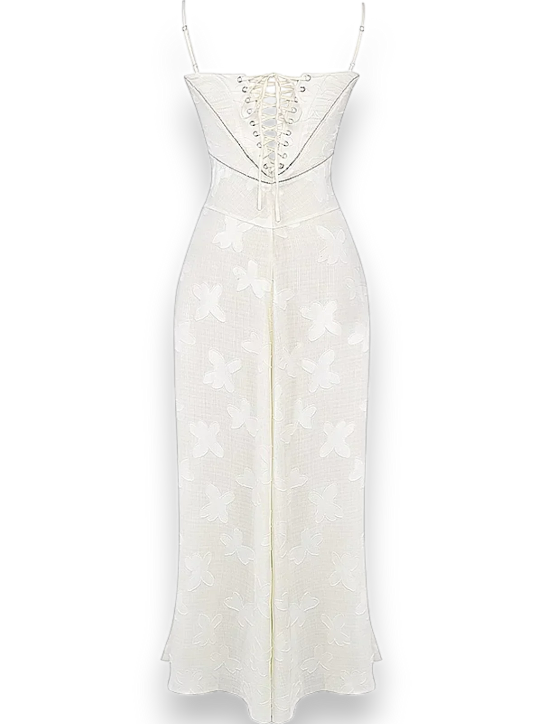 Robe longue en coton avec broderie florale délicate et bretelles fines, parfaite pour les journées ensoleillées.