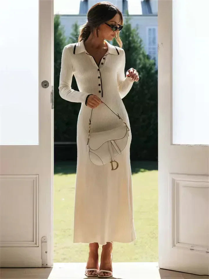 Robe longue blanche pour femme, boutons sur le devant, manches longues en coton léger, idéal pour les occasions…