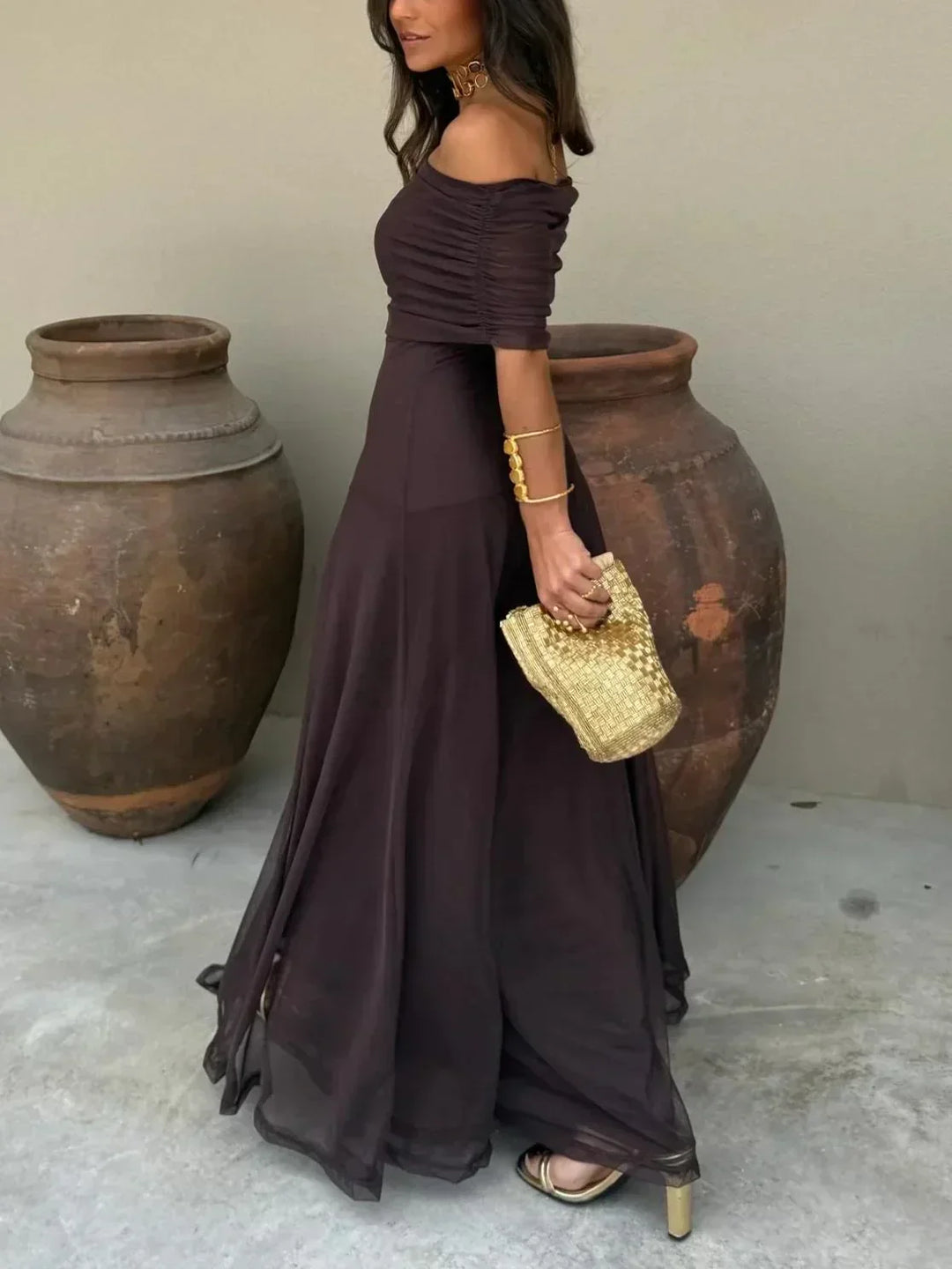 Abito Lungo Donna Spalle Scoperte Elegante - Vesarelli