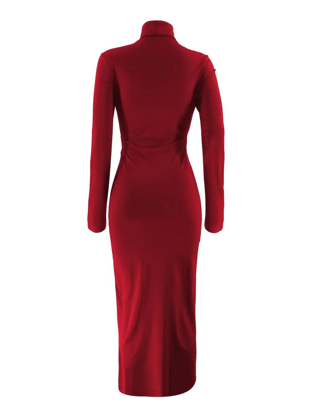 Robe longue femme col haut en satin, avec une silhouette fluide et des détails élégants pour soirées et événements spéciaux.