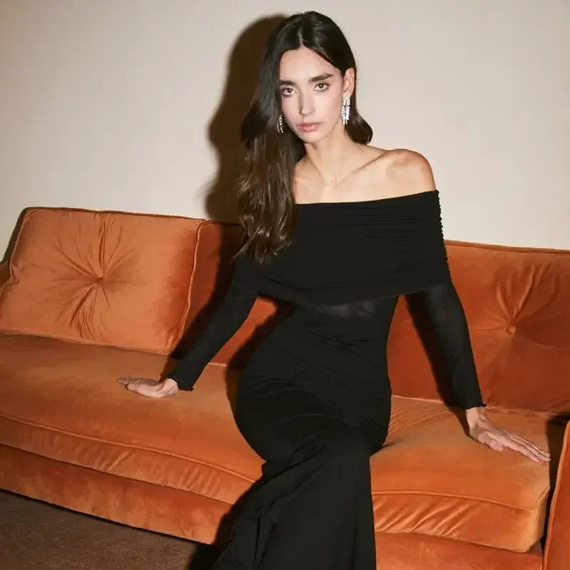 Abito Lungo Donna Spalle Scoperte Elegante - Vesarelli