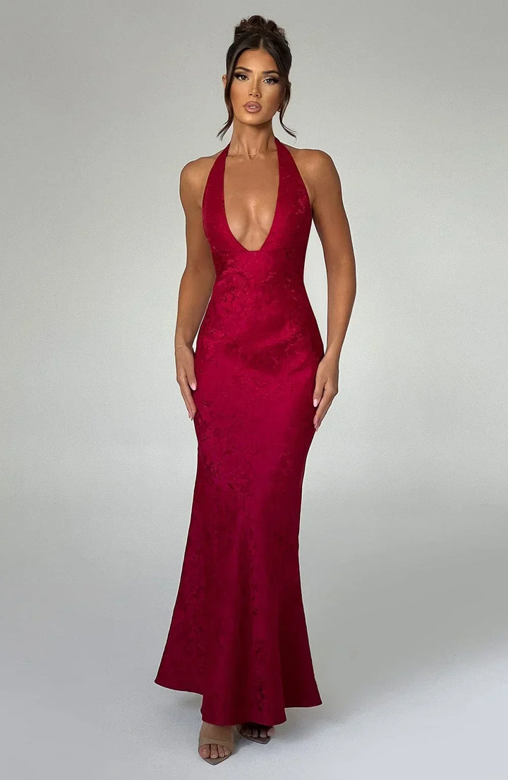 Abito Lungo Donna Collo Alto con Fiocco Elegante - Vesarelli