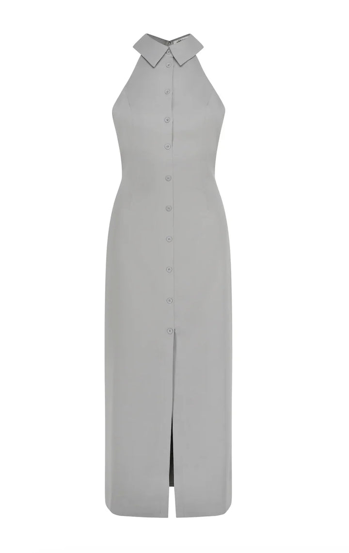 Robe longue sans manches en jersey, col en V, coupée ajustée avec motifs floraux pour un look décontracté.