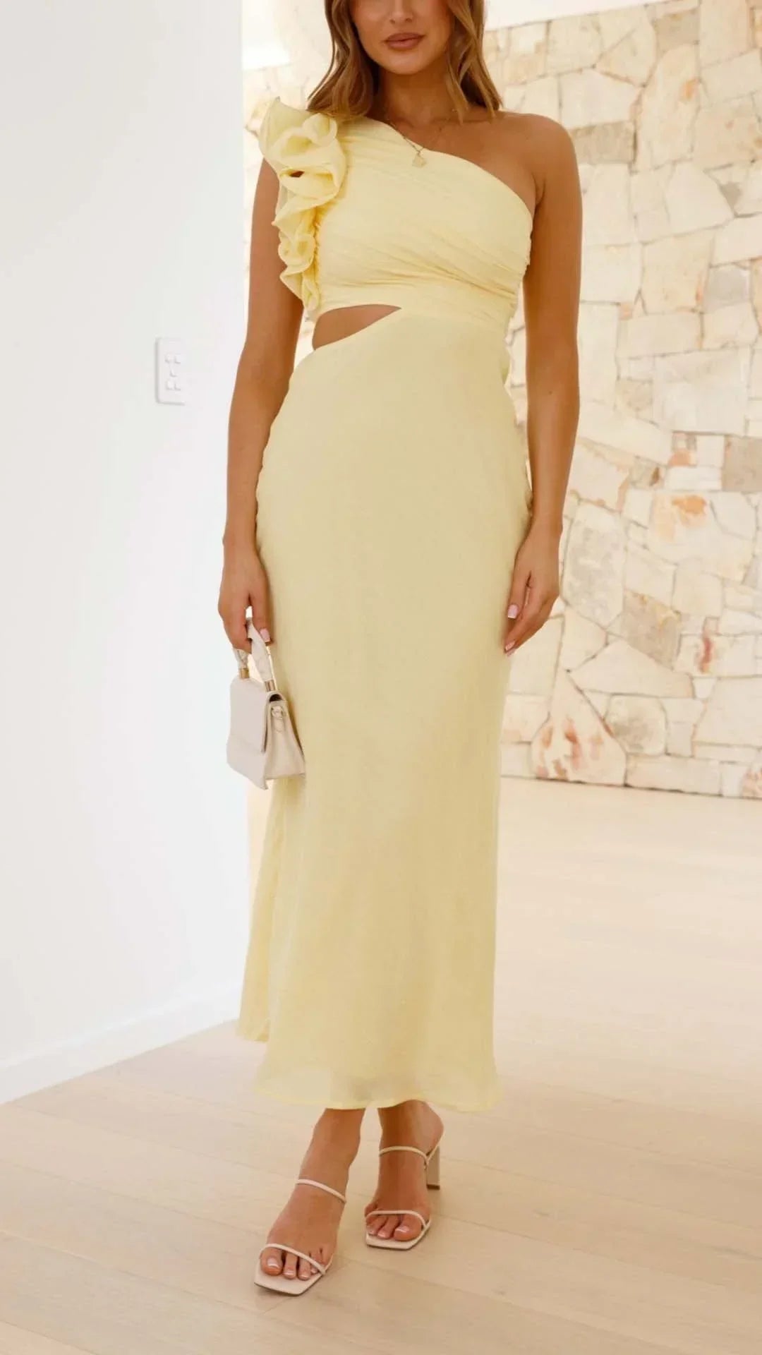 Abito Lungo Donna Asimmetrico Elegante Sera - Vesarelli