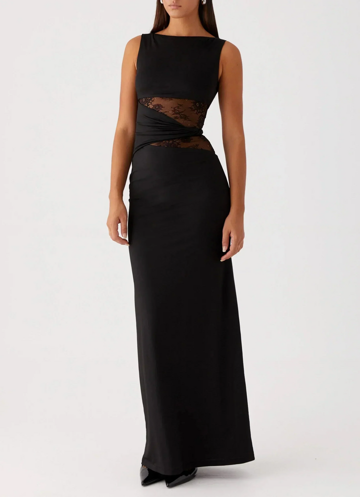 Abito Lungo Donna in Pizzo con Inserti Cut-Out - Vesarelli