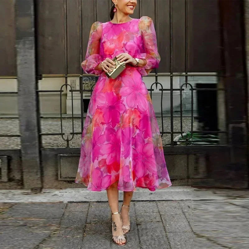 Abito Midi Donna Tessuto Leggero Manica Lunga - Vesarelli