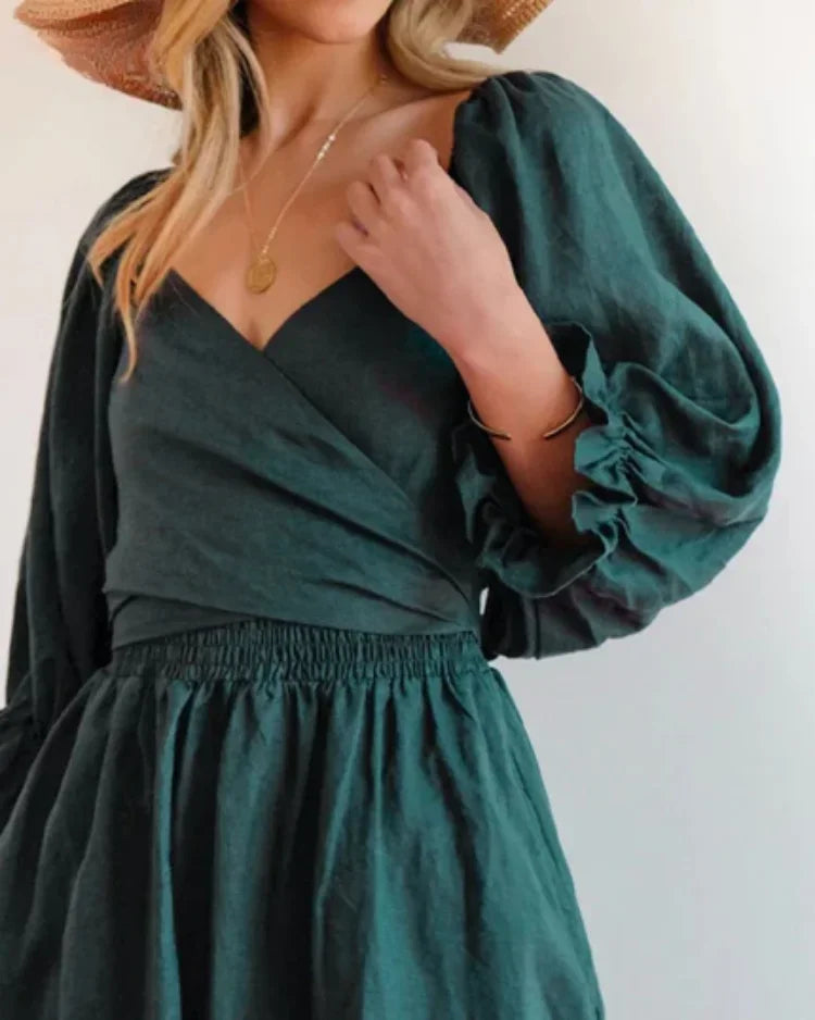Abito Midi Donna a Portafoglio Scollo a V Manica Lunga - Vesarelli