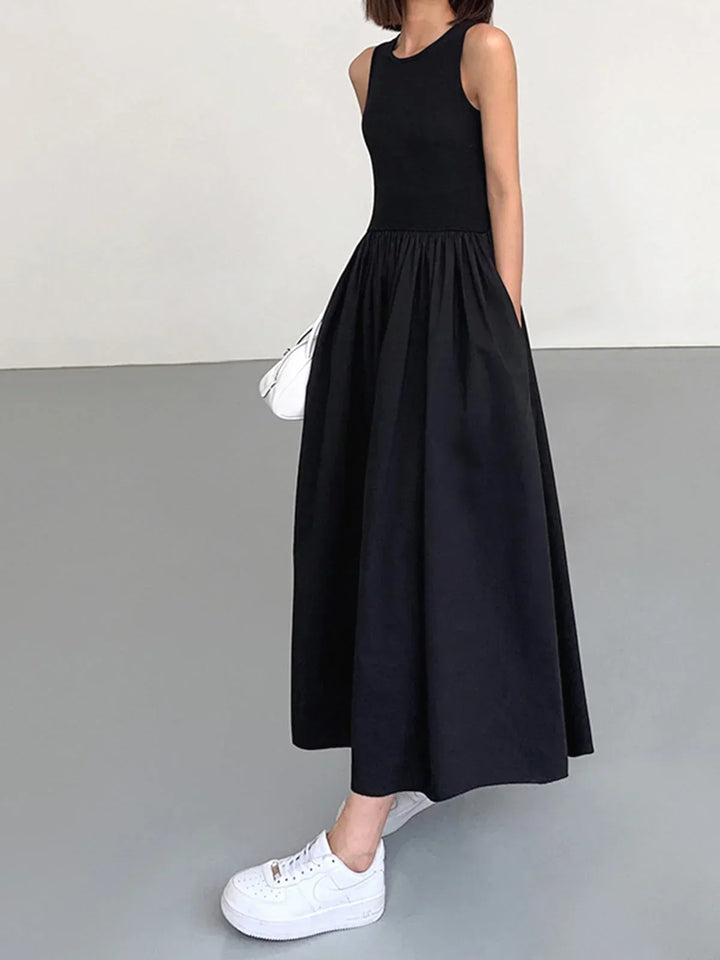 Abito Midi Donna Senza Maniche Gonna Arricciata - Vesarelli