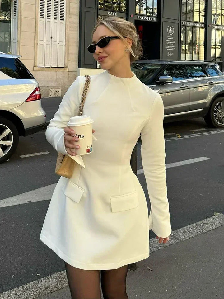 Abito Corto Donna con Tasche Maniche Lunghe - Vesarelli