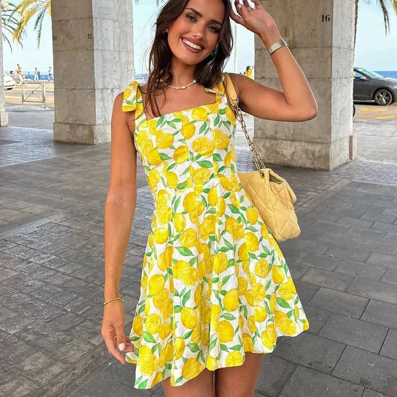 Abito Corto Donna Stampa Estiva Scollo Classico - Vesarelli