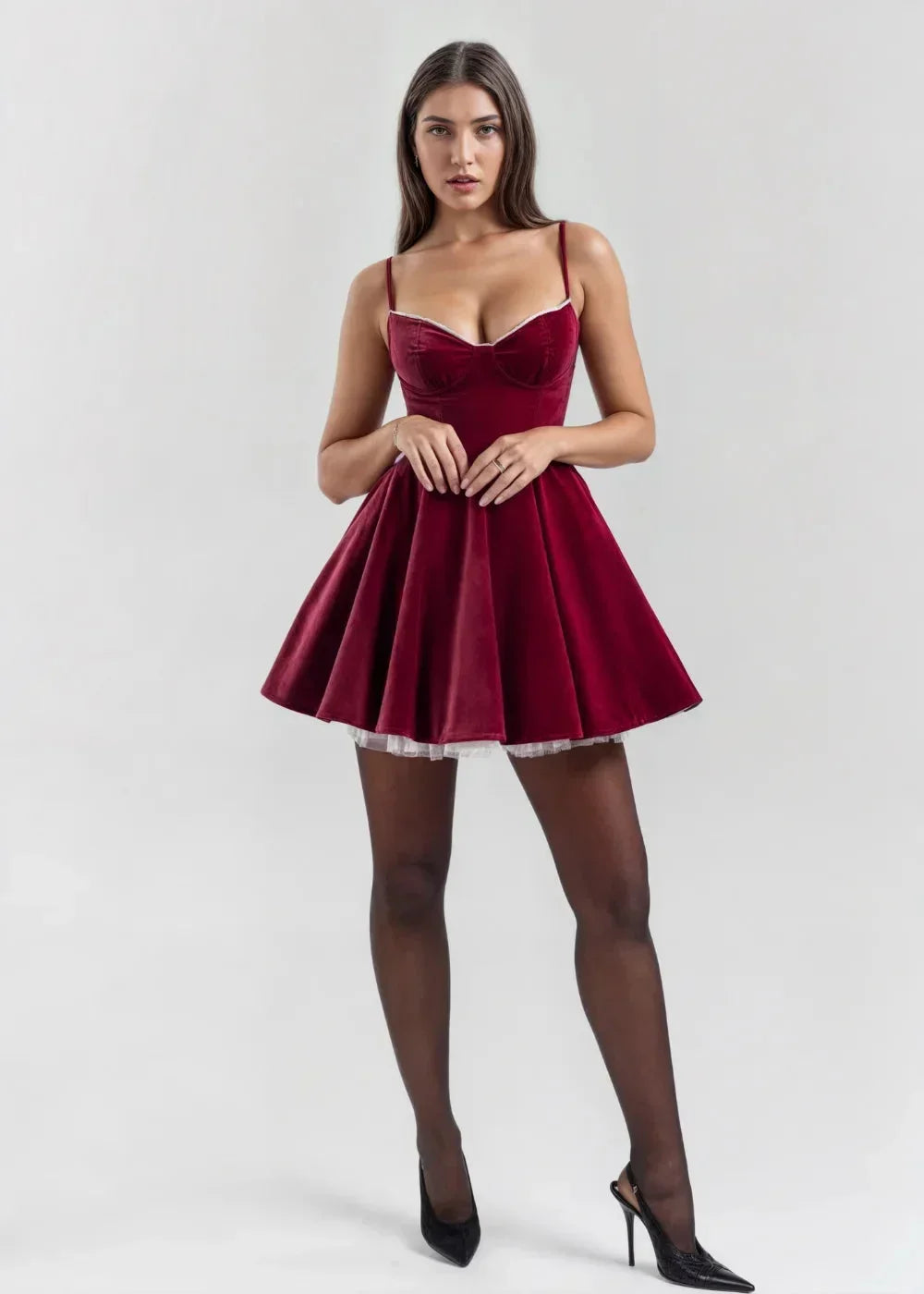 Abito Corto Donna Bretelle Scollo Schiena Scoperta - Vesarelli