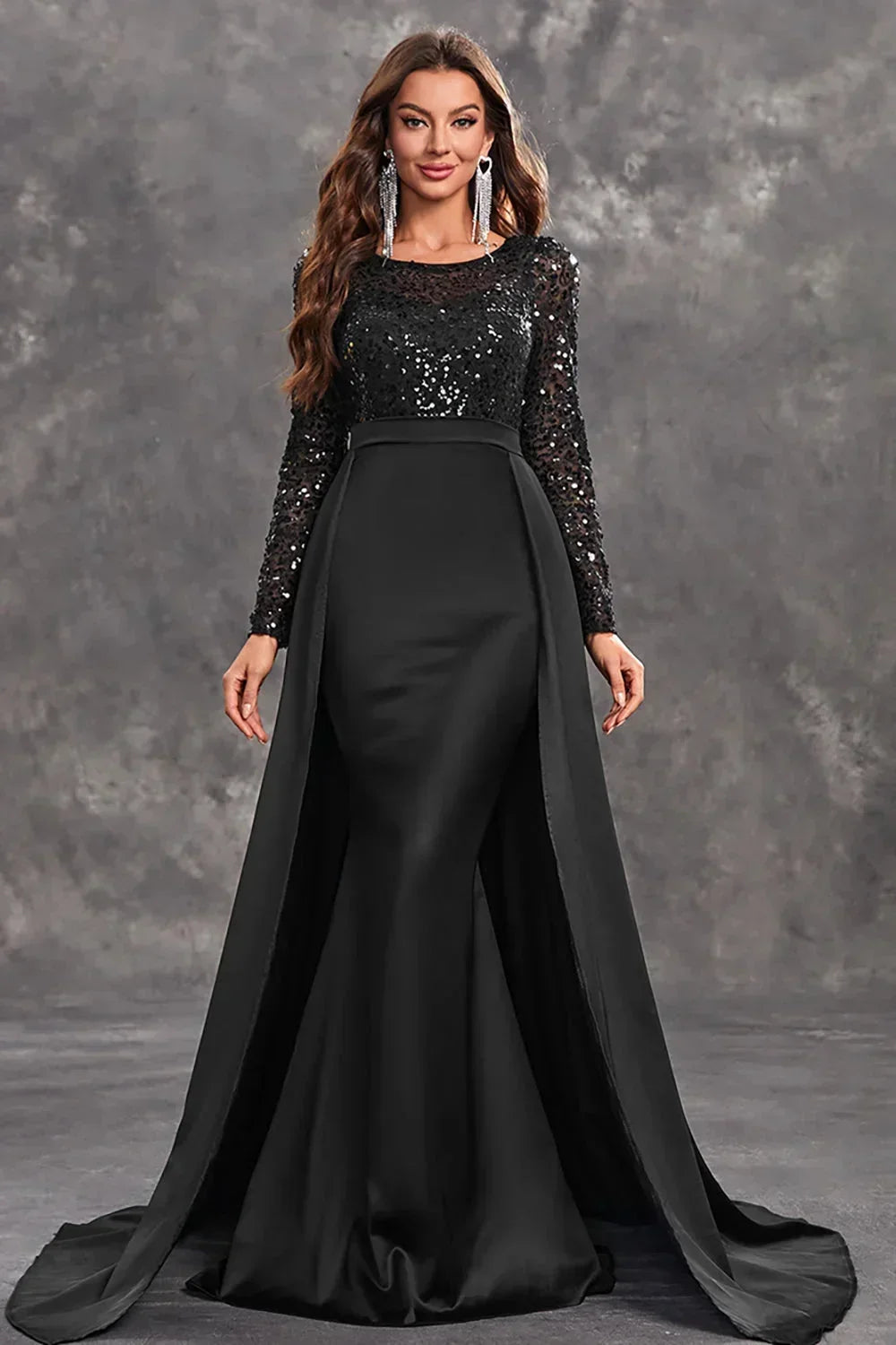 Abito Lungo Donna con Paillettes Gonna Fluida - Vesarelli
