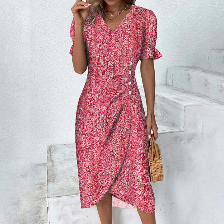 Abito Midi Donna Cotone Bottoni Stile Casual Estivo