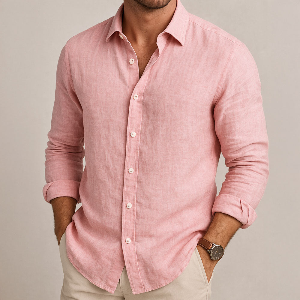 Camicia Uomo Lino Traspirante Stile Essenziale Leggera