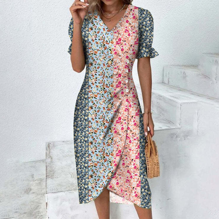 Abito Midi Donna Cotone Bottoni Stile Casual Estivo