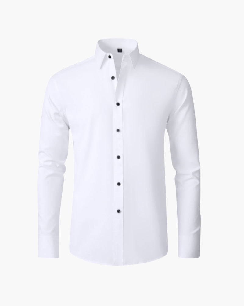 Camicia Uomo Maniche Lunghe Tessuto Morbido Vestibilità Classica
