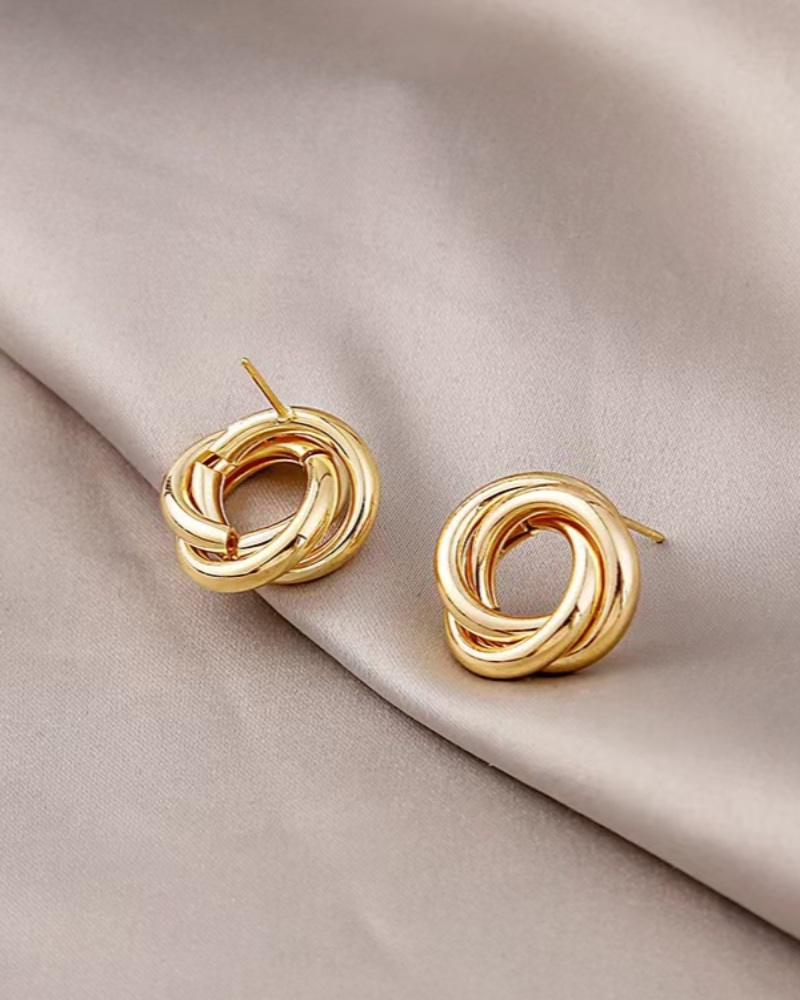 Orecchini Donna Intrecciati in Metallo Stile Knot