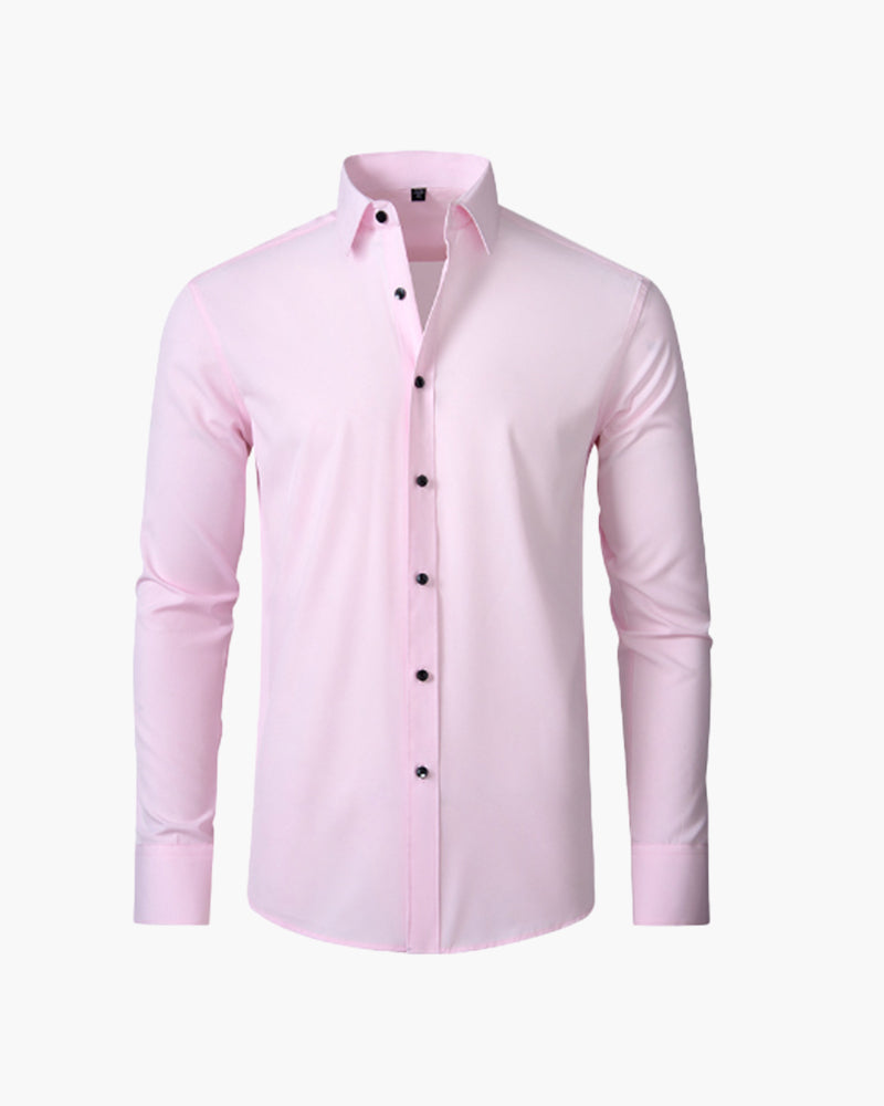 Camicia Uomo Maniche Lunghe Tessuto Morbido Vestibilità Classica