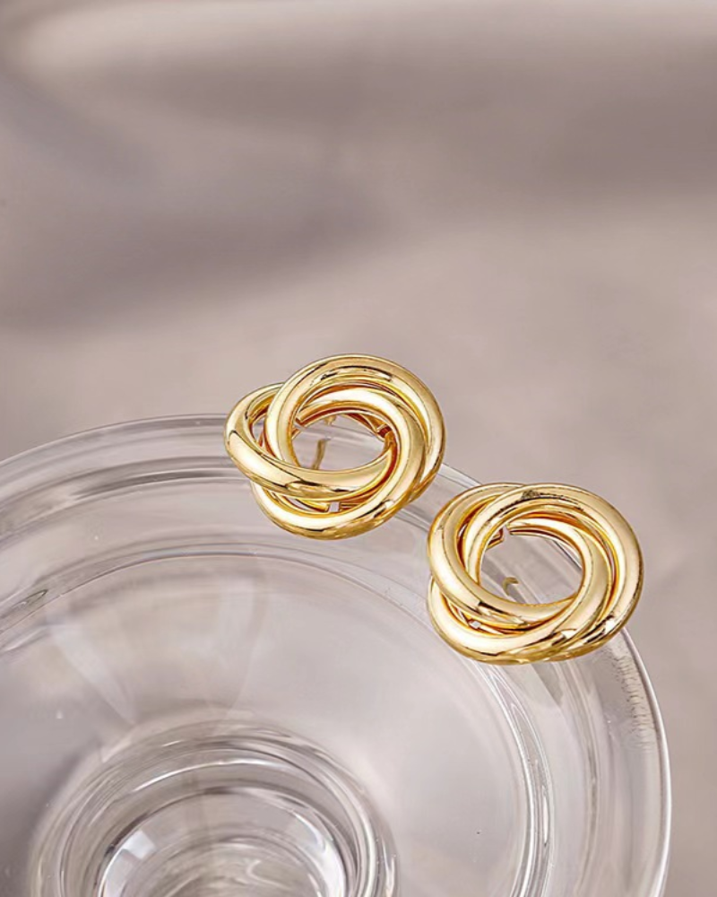 Orecchini Donna Intrecciati in Metallo Stile Knot