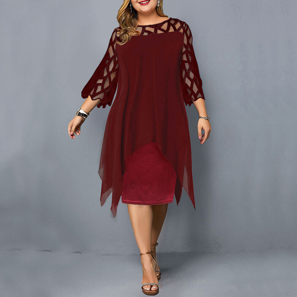 Abito Midi Donna Taglie Forti Vestibilità Comoda