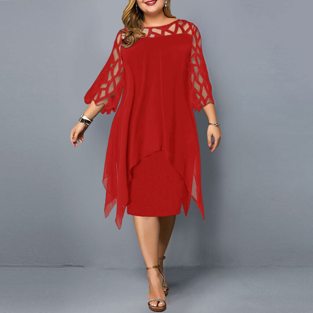 Abito Midi Donna Taglie Forti Vestibilità Comoda