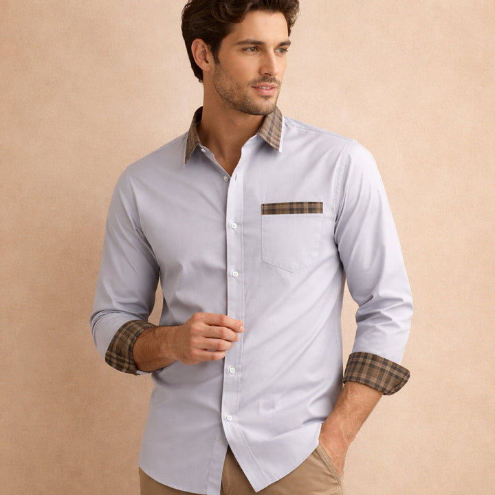 Camicia Uomo Elegante Tessuto Leggero Slim Fit