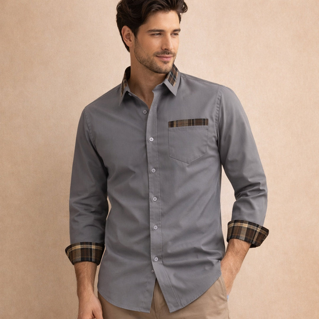 Camicia Uomo Elegante Tessuto Leggero Slim Fit