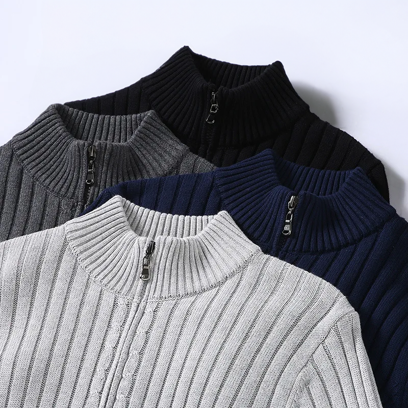 Cardigan Uomo Maglia a Coste con Cerniera Classico