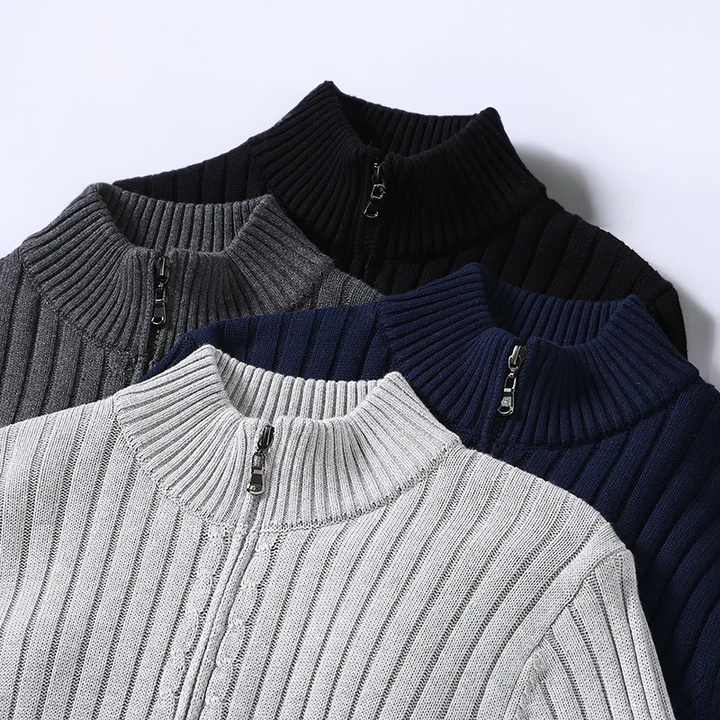 Cardigan Uomo Maglia a Coste con Cerniera Classico