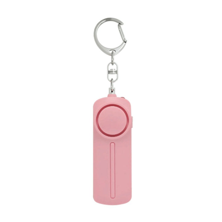 Portachiavi allarme personale rosa, dispositivo di sicurezza compatto con sirena integrata, ideale per autodifesa e protezione personale.