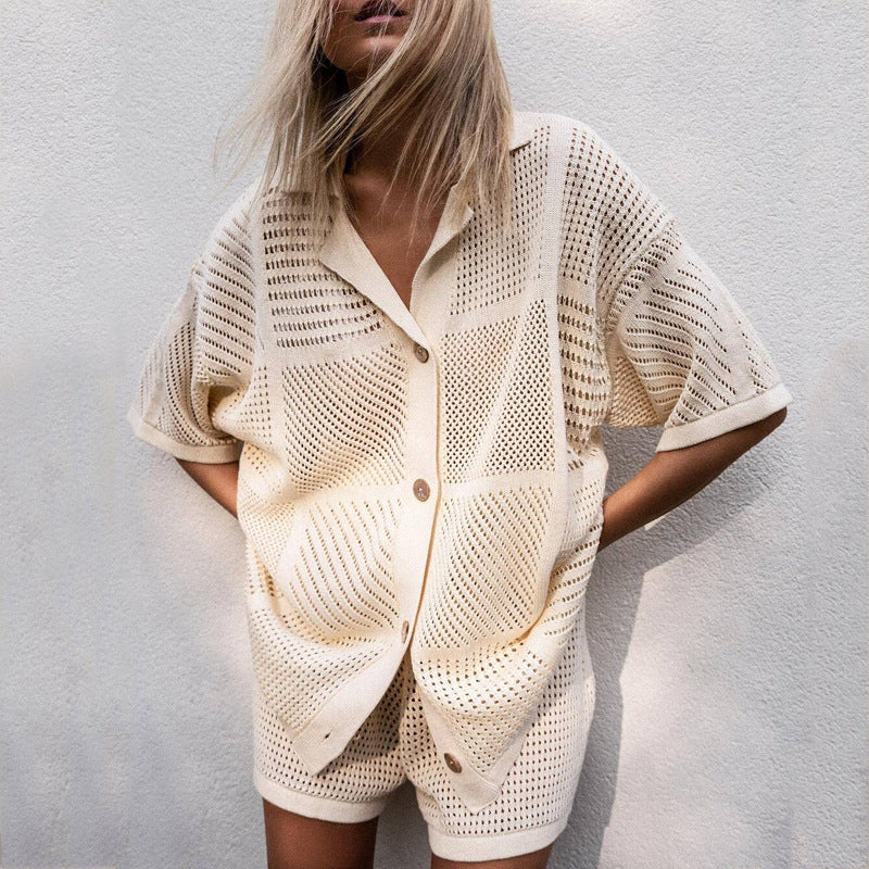 Set e Pantaloncini Donna in Maglia Casual Vestibilità Comoda - Vesarelli