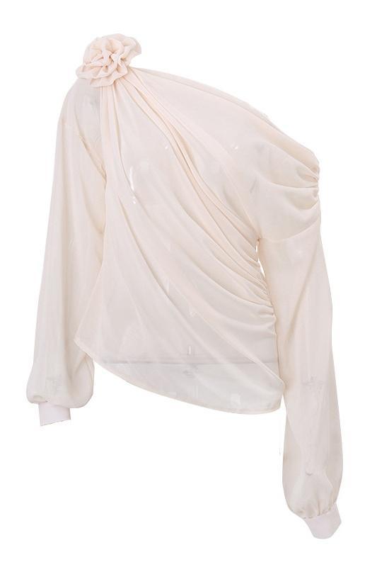 Camicetta Donna Floreale Asimmetrico Maniche Lunghe - Vesarelli
