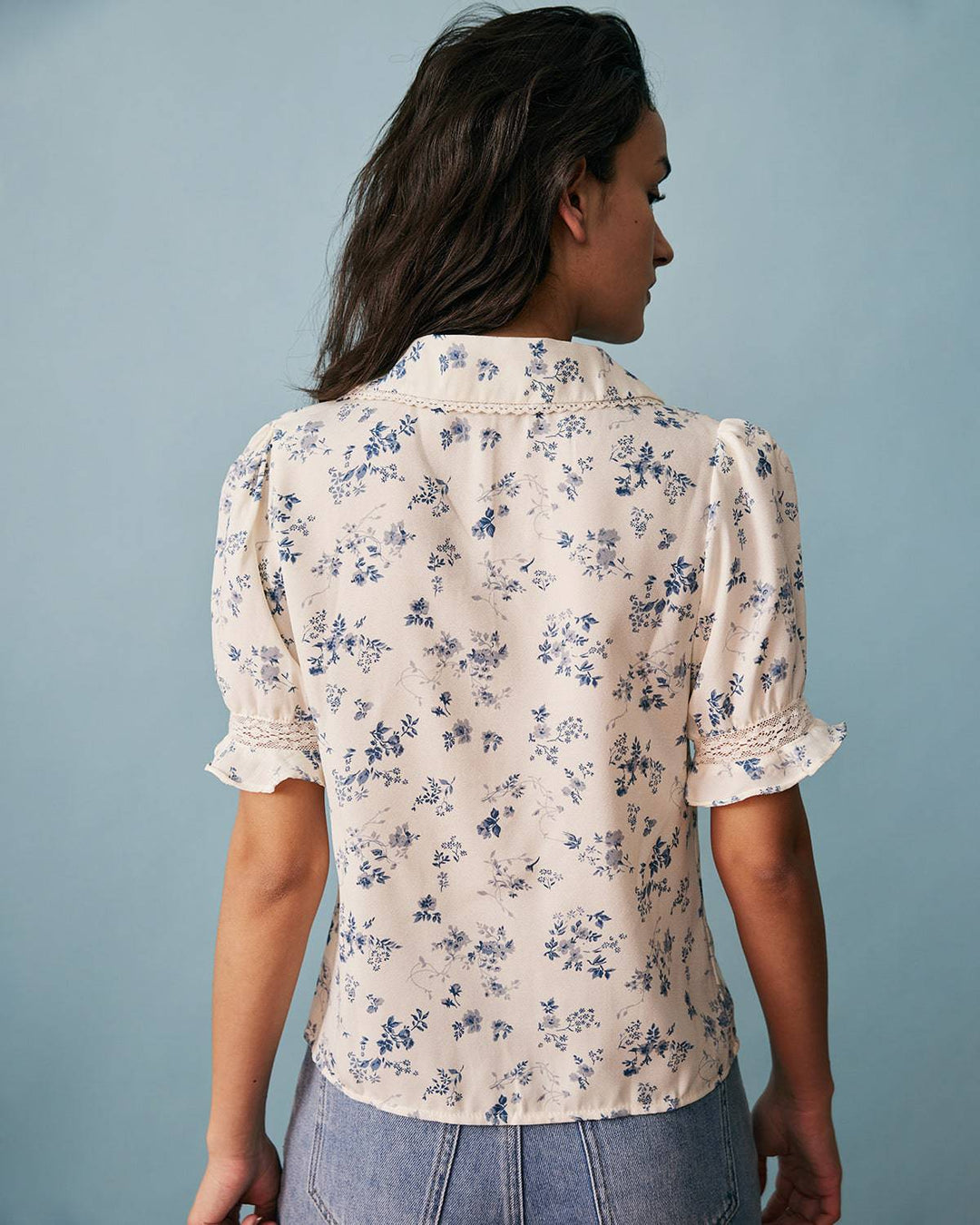 T-shirt Donna Scollo a V Tessuto Floreale Morbido - Vesarelli