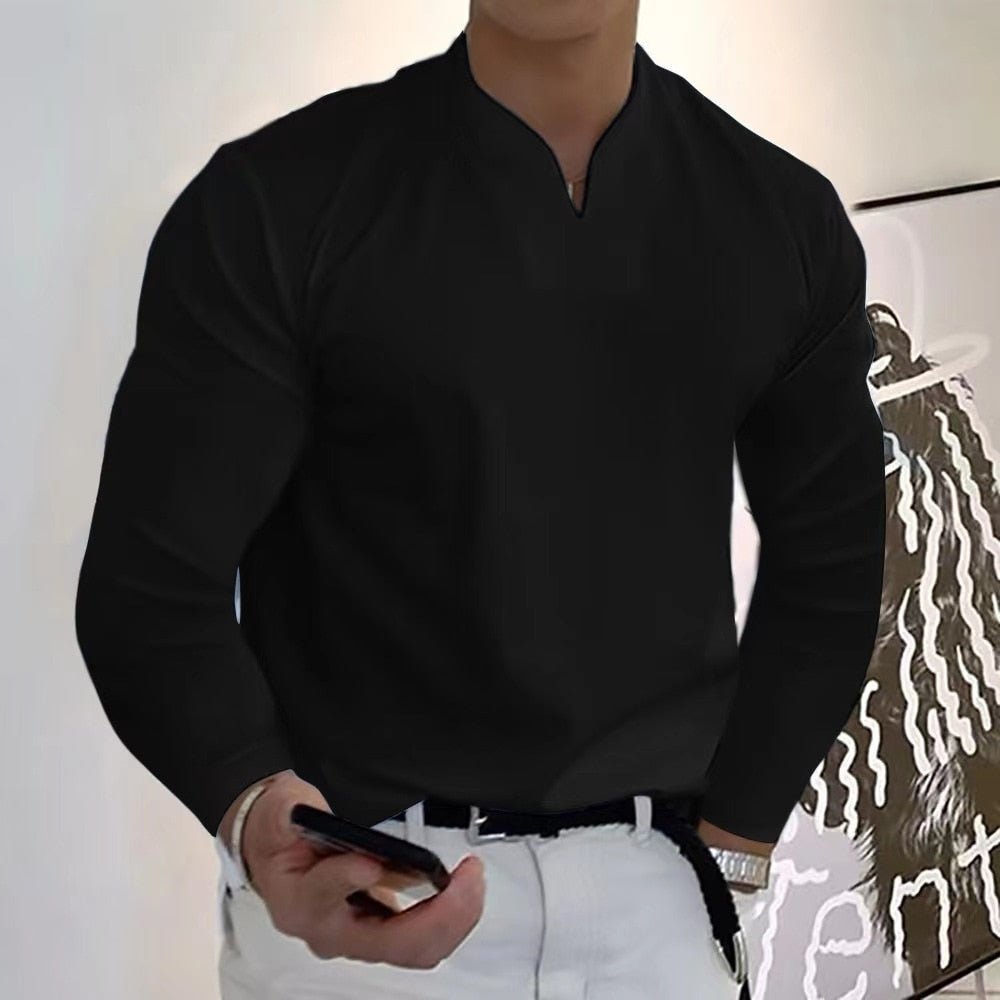 Camicia Uomo Senza Bottoni Tessuto Traspirante Morbido