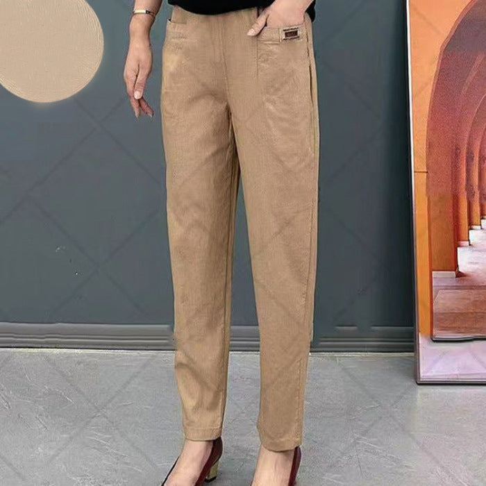Pantaloni Donna Cotone Comodi Casual Vita Elastica