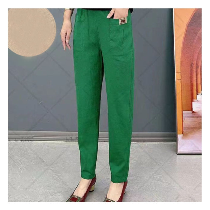 Pantaloni Donna Cotone Comodi Casual Vita Elastica