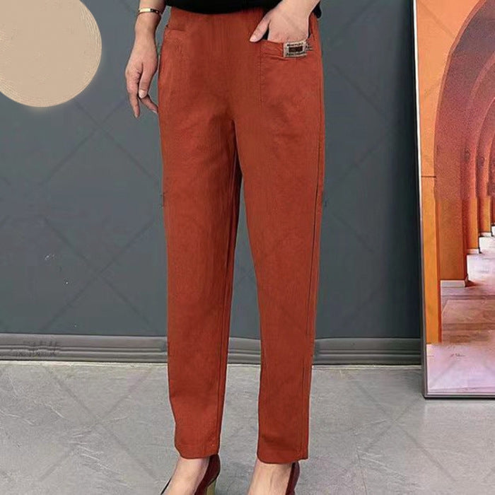 Pantaloni Donna Cotone Comodi Casual Vita Elastica