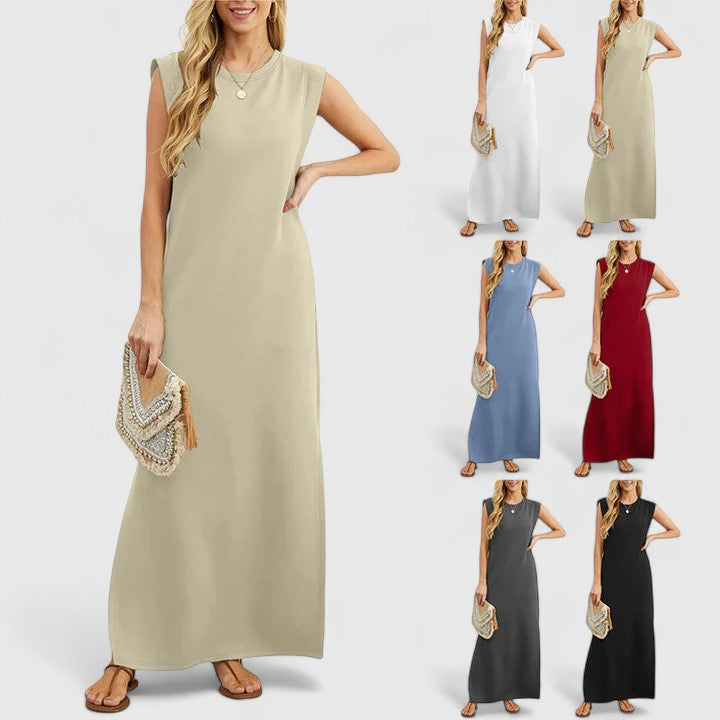 Abito lungo Donna Estivo Scollo Tondo Casual Ampio