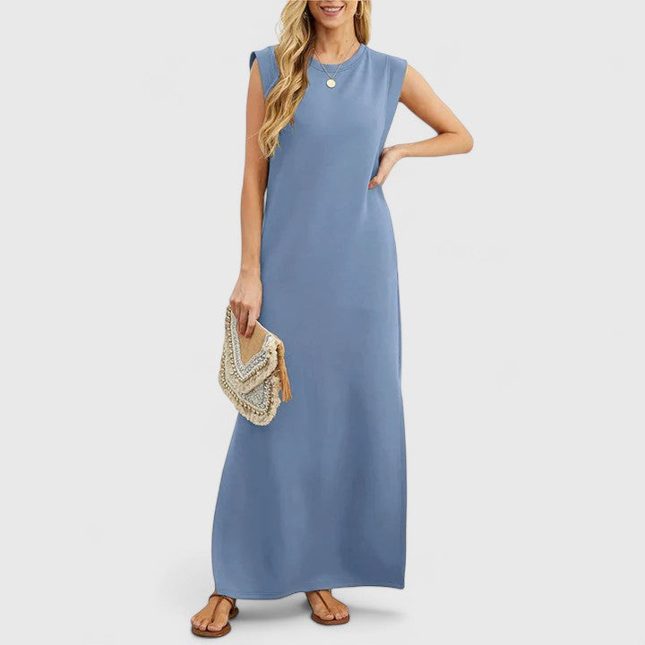 Abito lungo Donna Estivo Scollo Tondo Casual Ampio - Vesarelli
