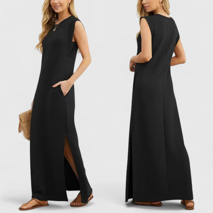 Abito lungo Donna Estivo Scollo Tondo Casual Ampio