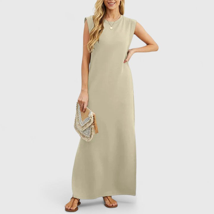 Abito lungo Donna Estivo Scollo Tondo Casual Ampio