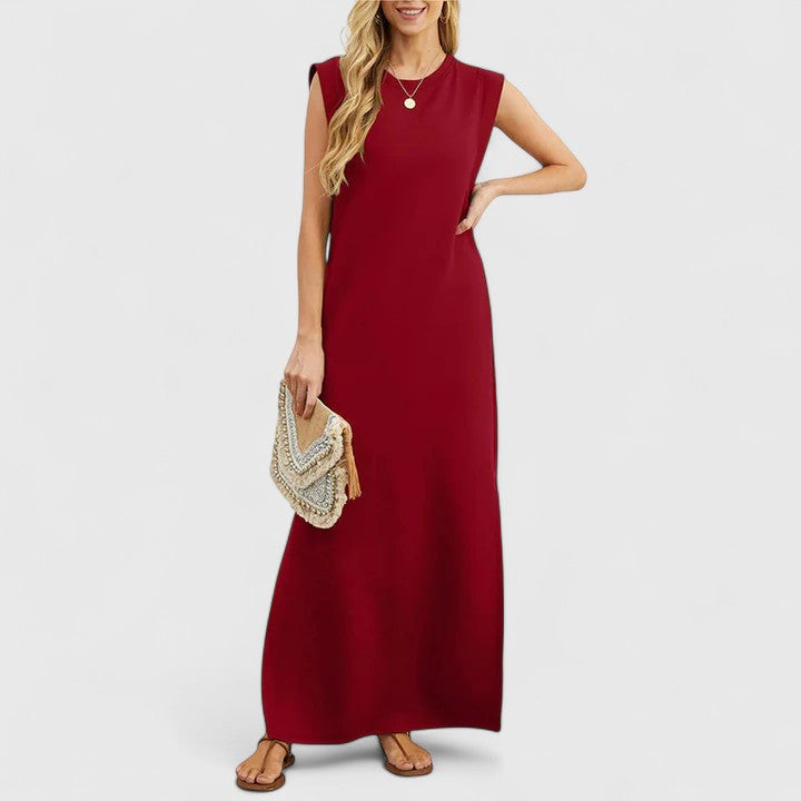 Abito lungo Donna Estivo Scollo Tondo Casual Ampio