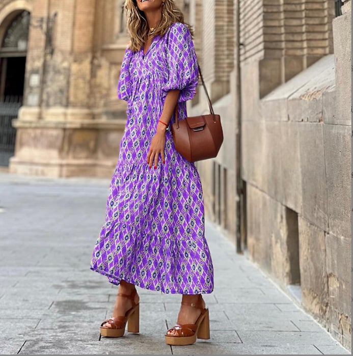 Abito Maxi Donna Floreale Stile Boho