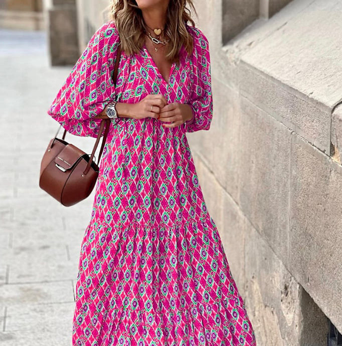 Abito Maxi Donna Floreale Stile Boho