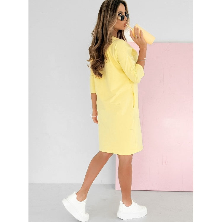 Abito Donna con Scollo Tondo Maniche Corte e Tasche