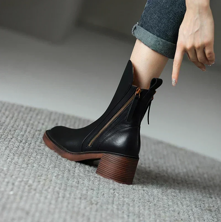 Stivali Donna in Pelle Tacco a Blocco Elegante - Vesarelli