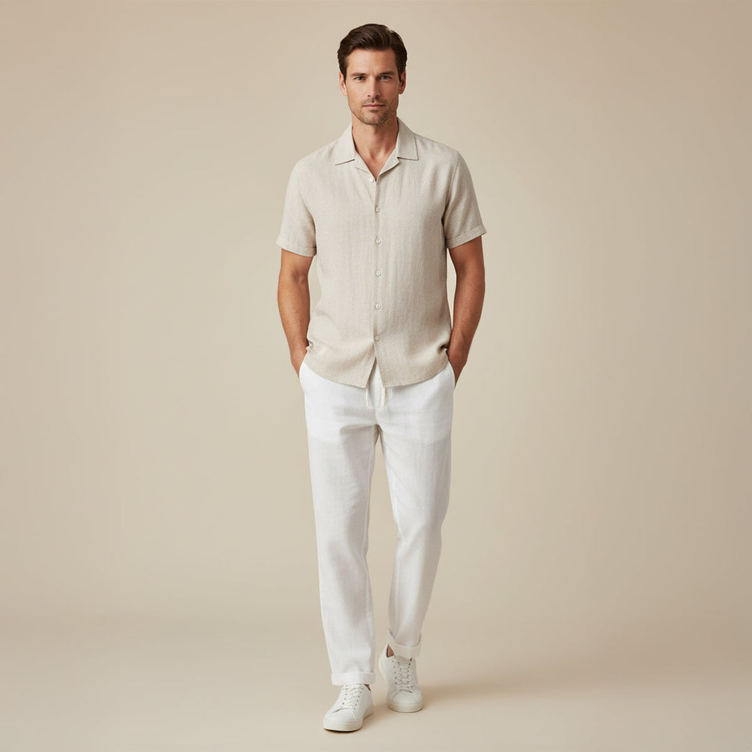 Set Estivo Uomo Pantaloni in Lino Stile Classico
